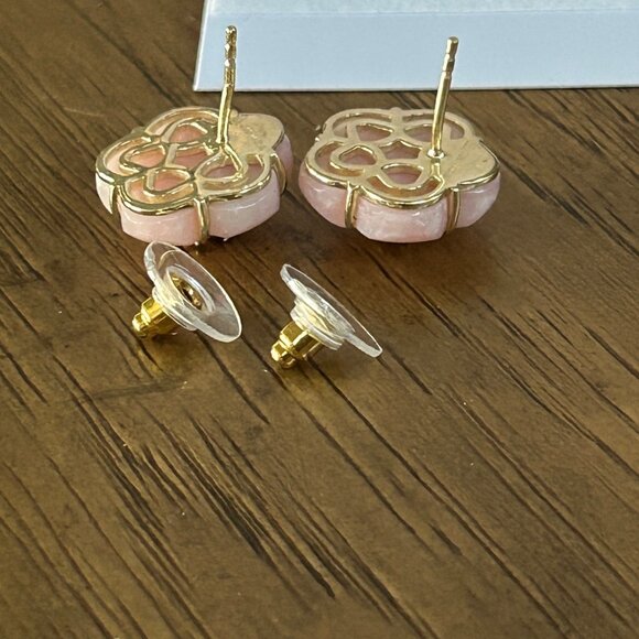 Rarities Carol Brodie Carved Pink Opal and Tourmaline Stud Earrings NWT - Picture 4 of 5